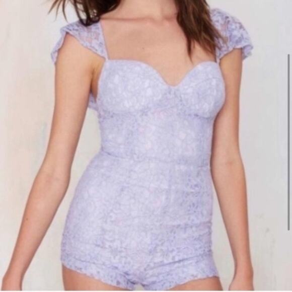 Nasty gal lavender lace print romper - Picture 2 of 5